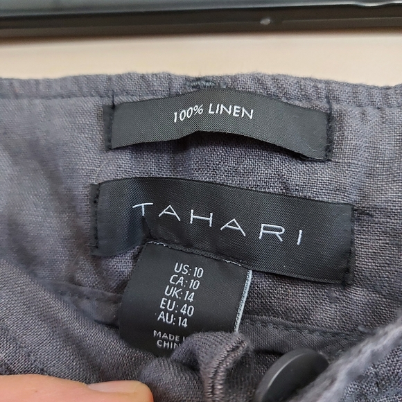 Tahari High Rise Wide Leg Linen Pants - Picture 4 of 6